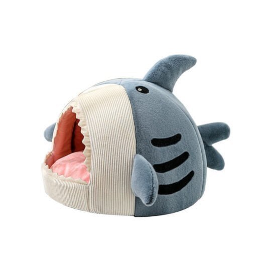 Warm shark pet nest | semi-closed cozy bed for cats & dogs with soft mat | mascoshop