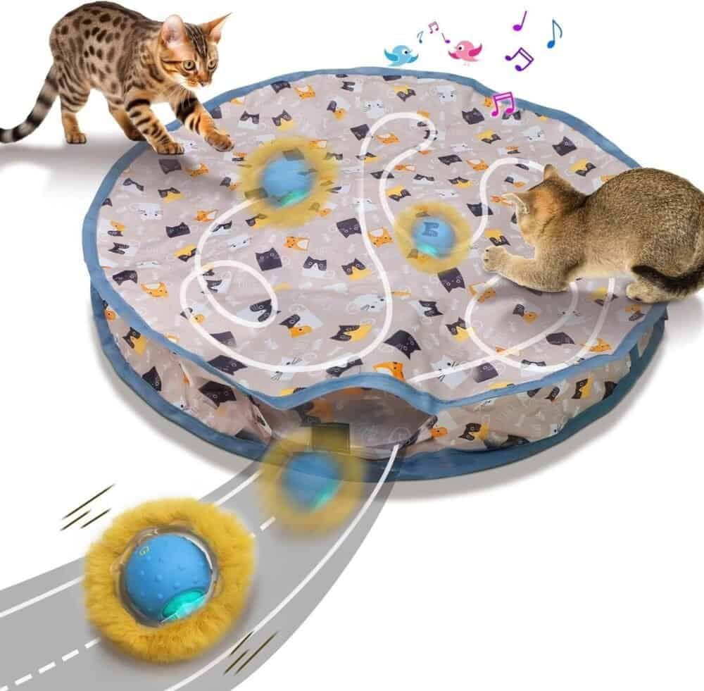 Motion activated chirping cat toy ball | interactive christmas hunting play mat for cats | mascoshop