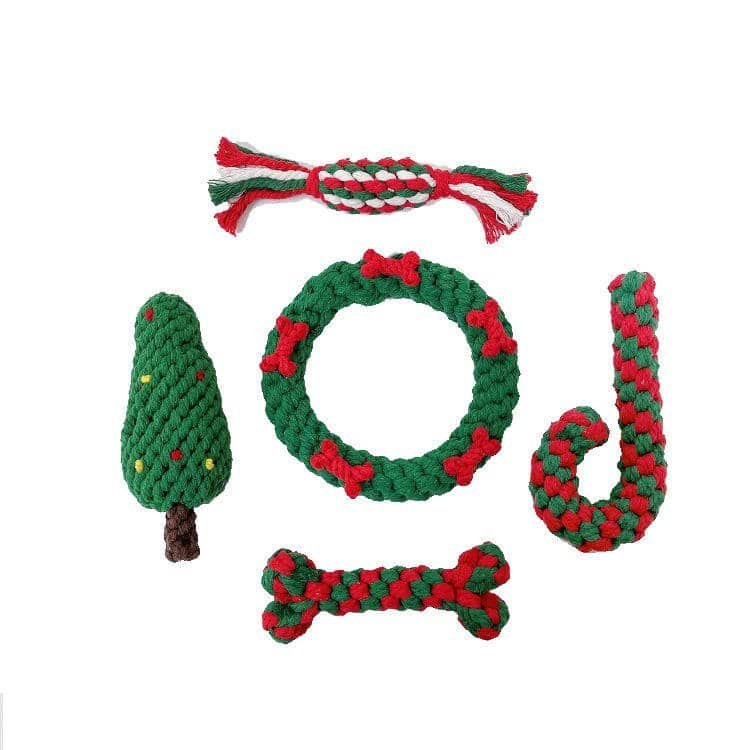 Christmas dog toy gift set | bite-resistant cotton rope chew toys | mascoshop