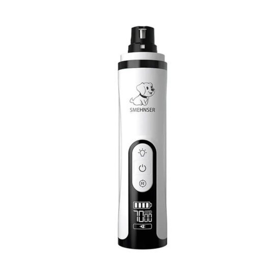 Electric dog nail grinder with led display – white and black desig