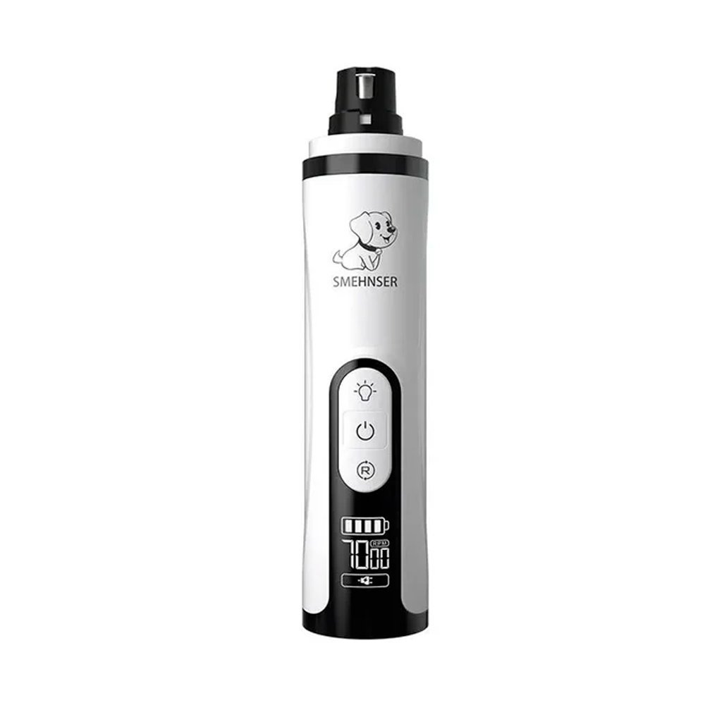 Electric dog nail grinder with led display – white and black desig